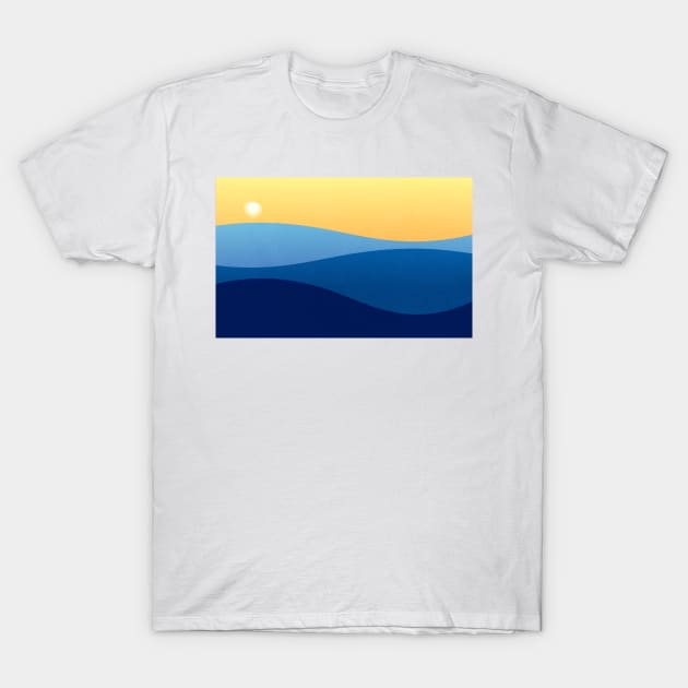 Seascape beach waves sunset design illustration T-Shirt by zaiynabhw